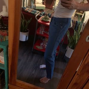 H&M bright blue skinny slacks jeans stretch